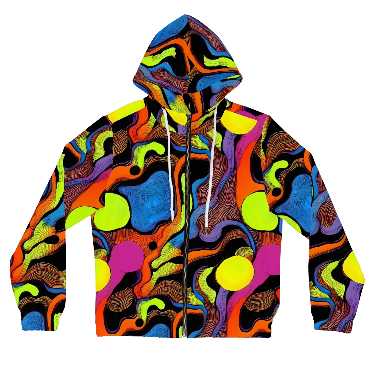 Blacklight Tangle on Women's Full-Zip Hoodie — Front
