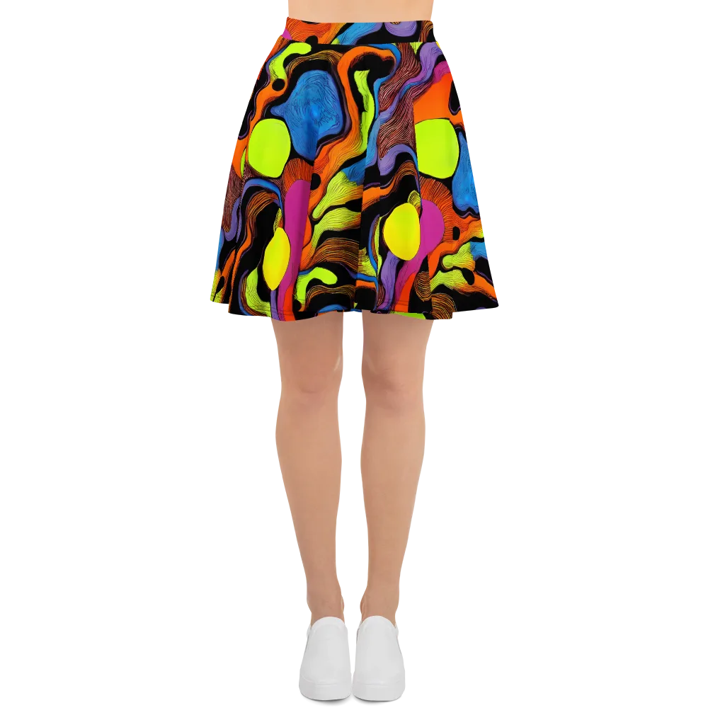 Blacklight Tangle on Skater Skirt — Front