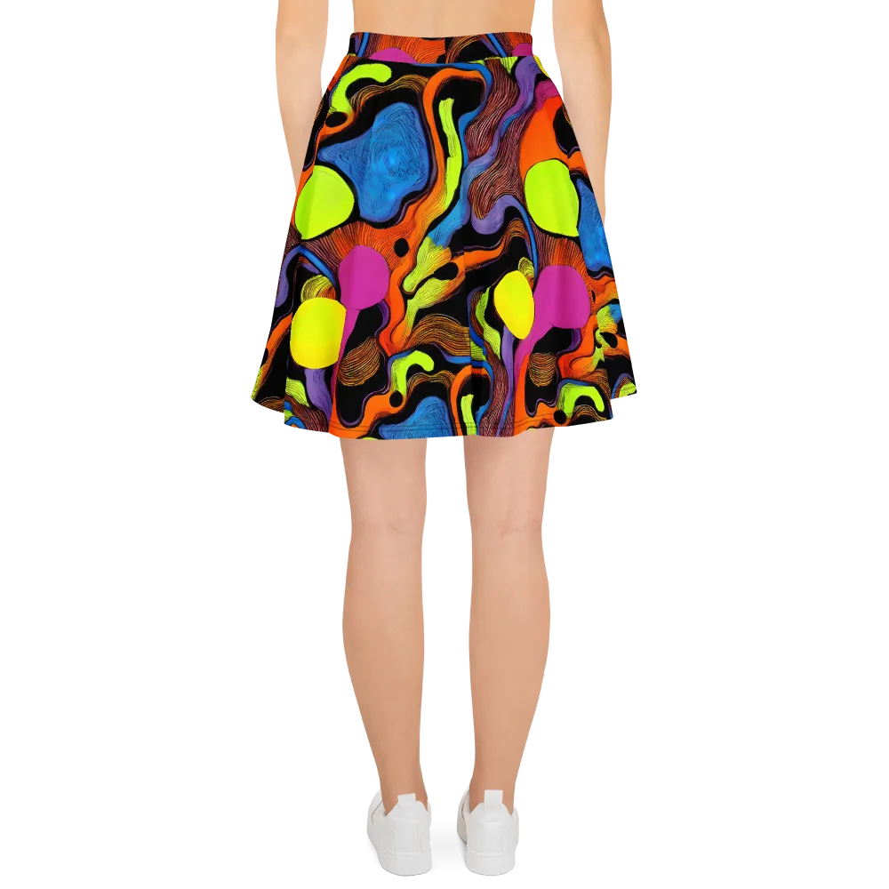 Blacklight Tangle on Skater Skirt — Back