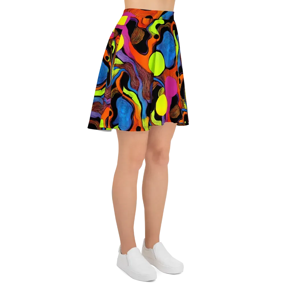 Blacklight Tangle on Skater Skirt — Right