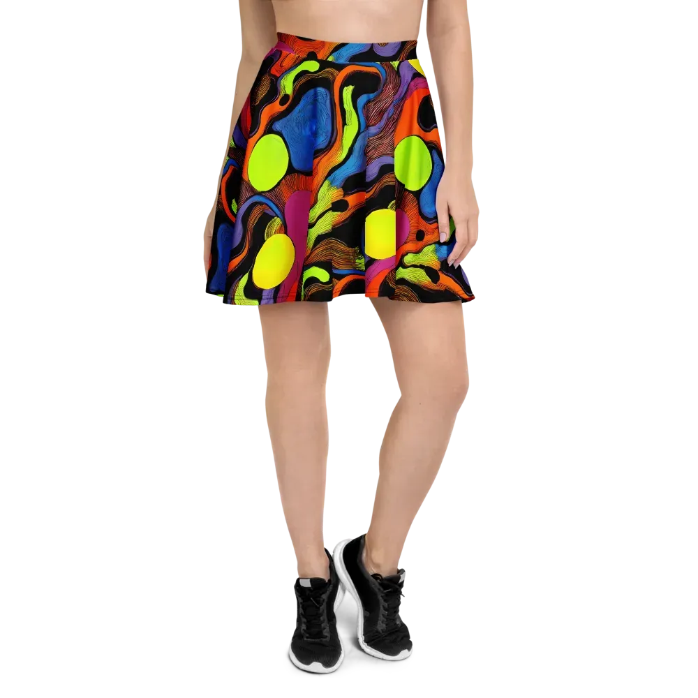 Blacklight Tangle on Skater Skirt — Front