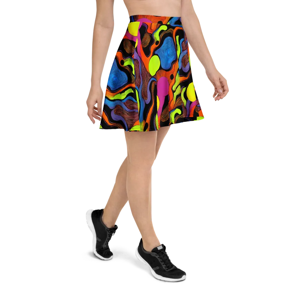 Blacklight Tangle on Skater Skirt — Right