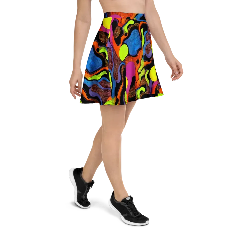 Blacklight Tangle on Skater Skirt — Right