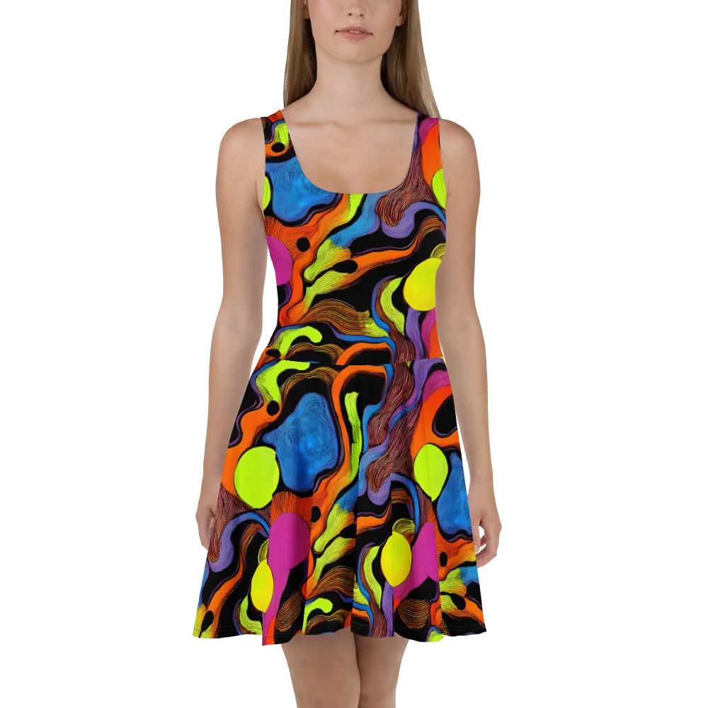 Blacklight Tangle on Skater Dress — Front