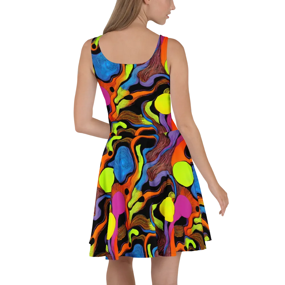 Blacklight Tangle on Skater Dress — Back