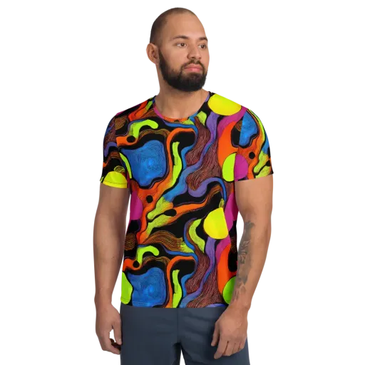 Blacklight Tangle on a Men's Athletic T-Shirt