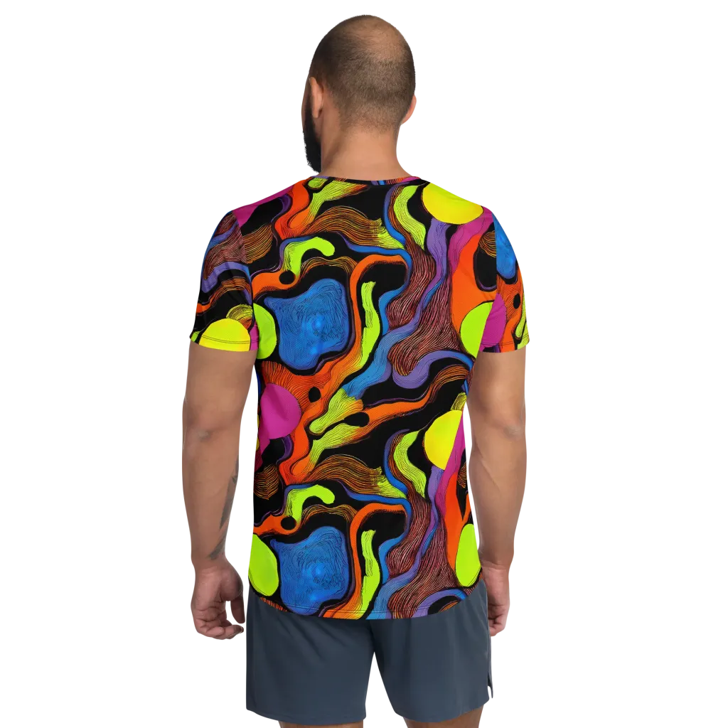 Blacklight Tangle on Men's Athletic T-Shirt — Back
