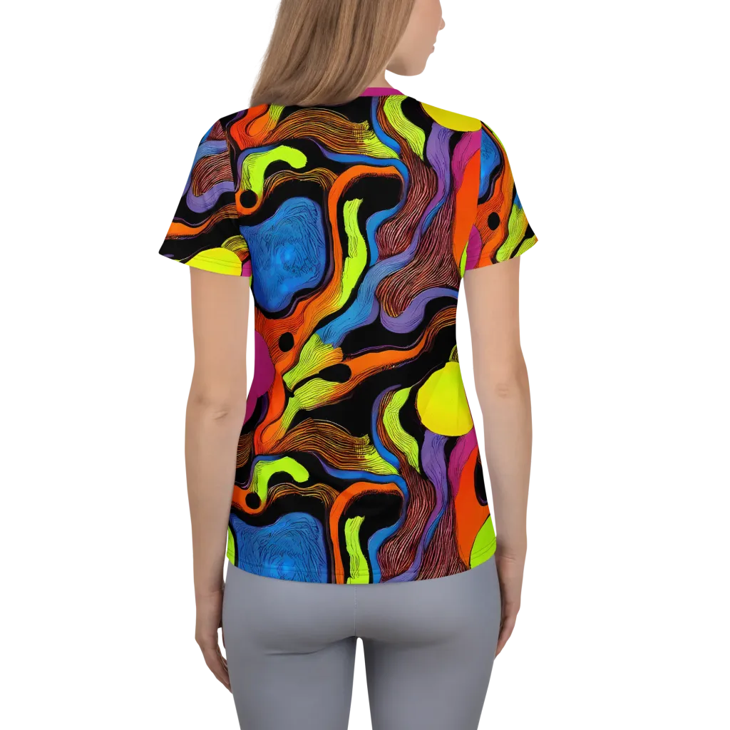 Blacklight Tangle on Women's Athletic T-Shirt — Back