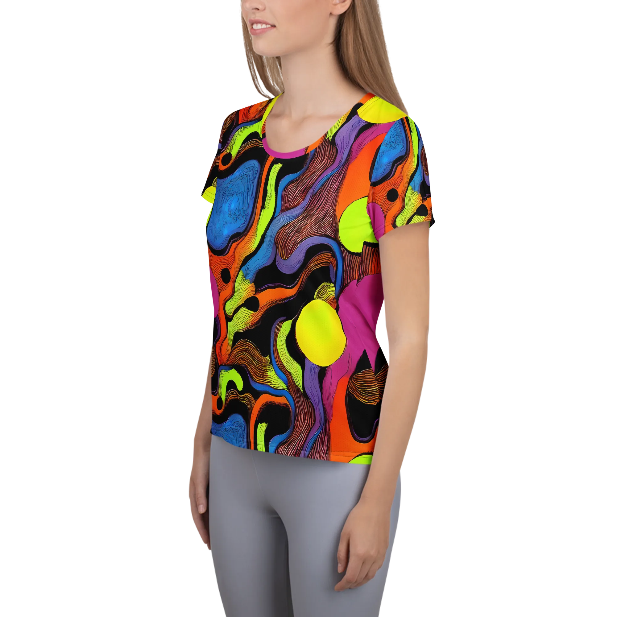 Blacklight Tangle on Women's Athletic T-Shirt — Left