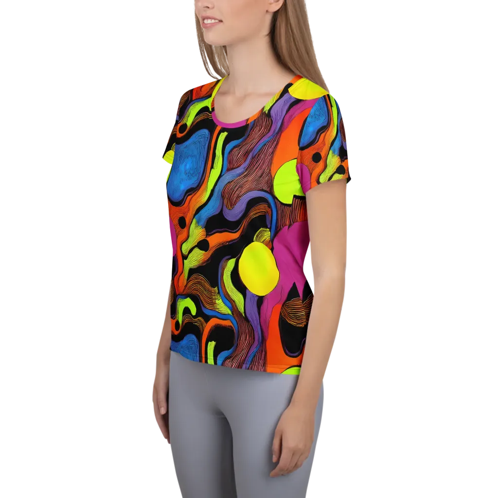 Blacklight Tangle on Women's Athletic T-Shirt — Left