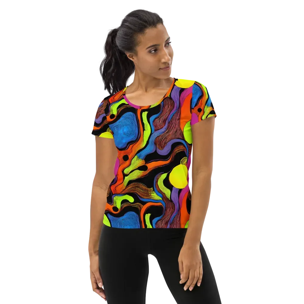 Blacklight Tangle on Women's Athletic T-Shirt — Front