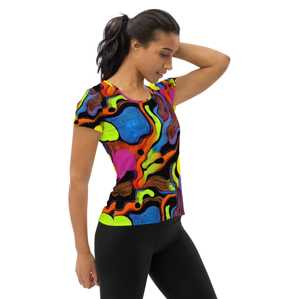 Blacklight Tangle on Women's Athletic T-Shirt — Right