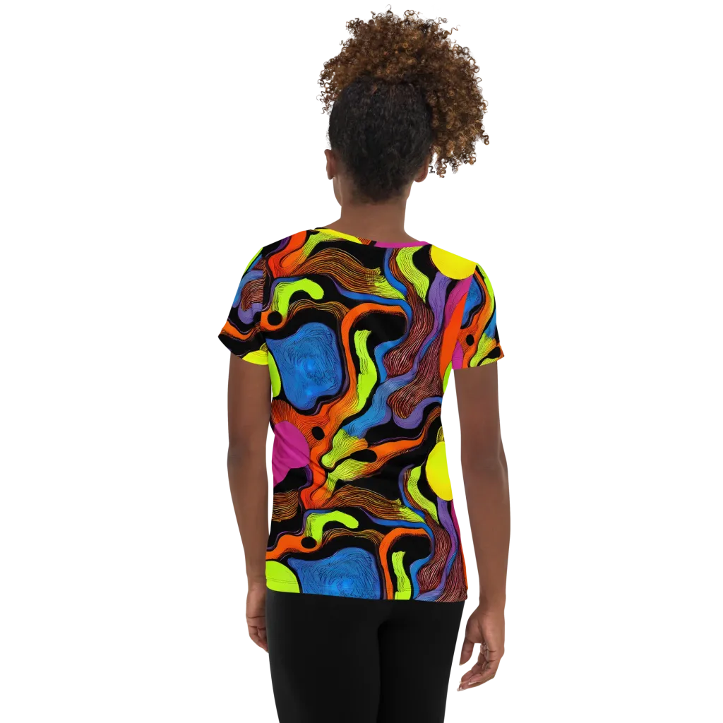 Blacklight Tangle on Women's Athletic T-Shirt — Back