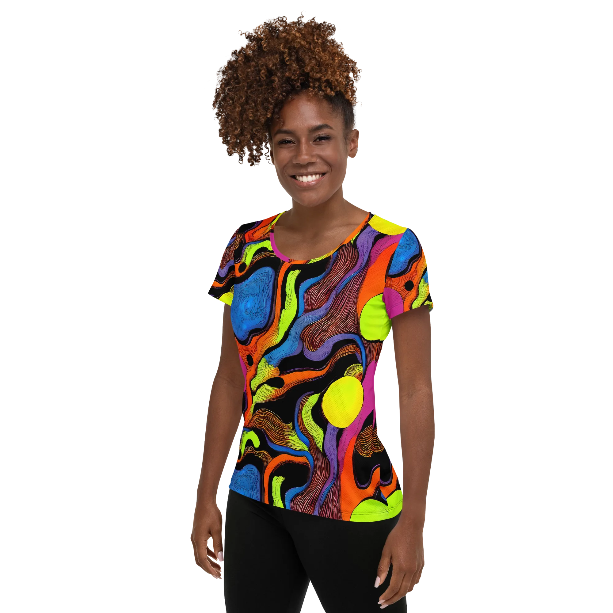 Blacklight Tangle on Women's Athletic T-Shirt — Left