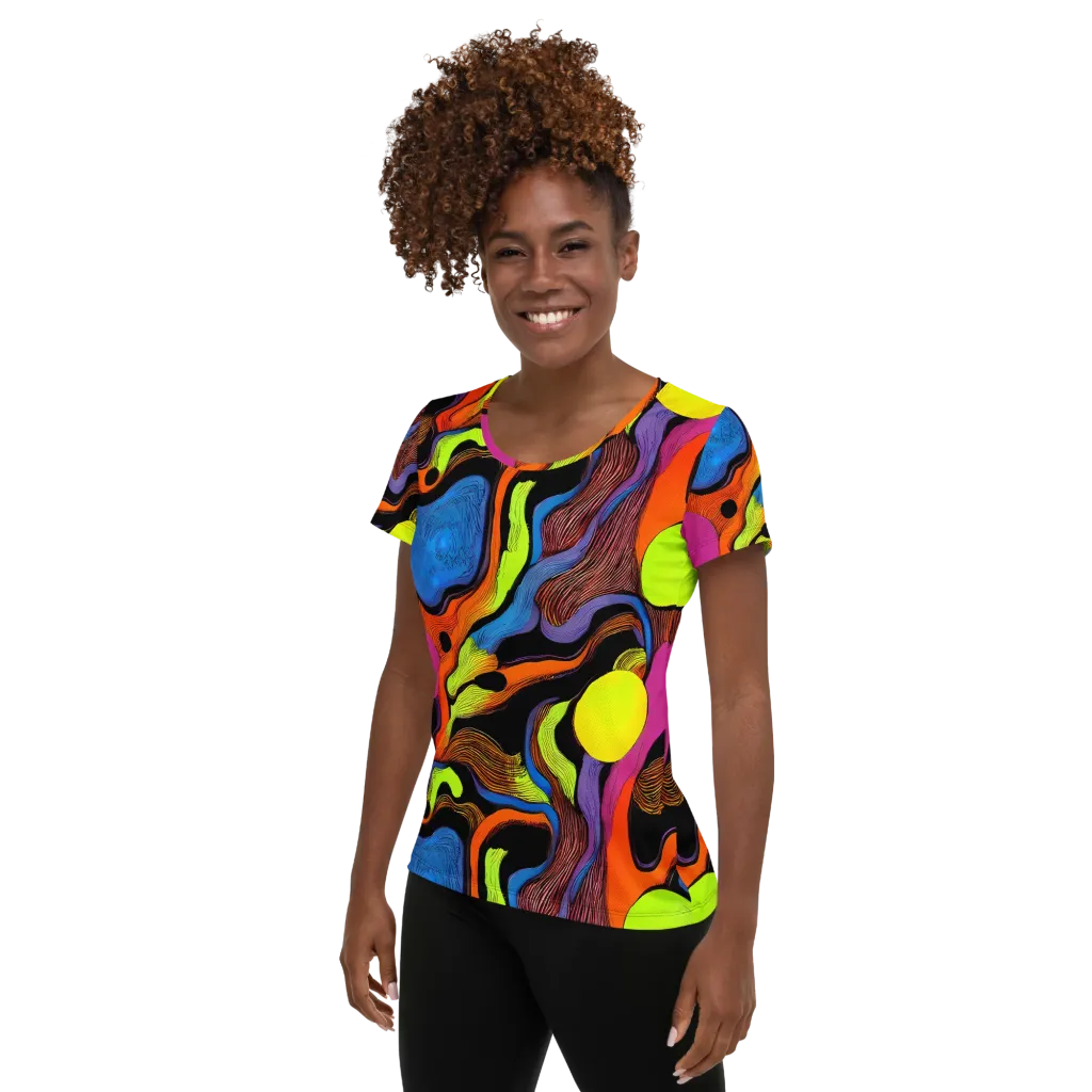 Blacklight Tangle on Women's Athletic T-Shirt — Left