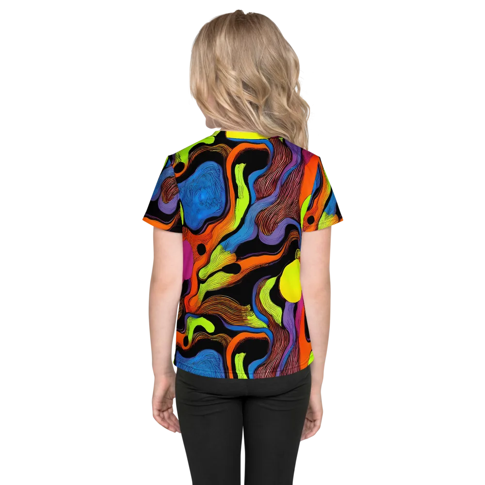Blacklight Tangle on Kids Crew Neck T-Shirt — Back