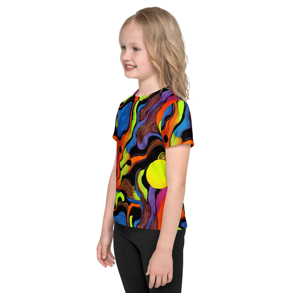 Blacklight Tangle on Kids Crew Neck T-Shirt — Left