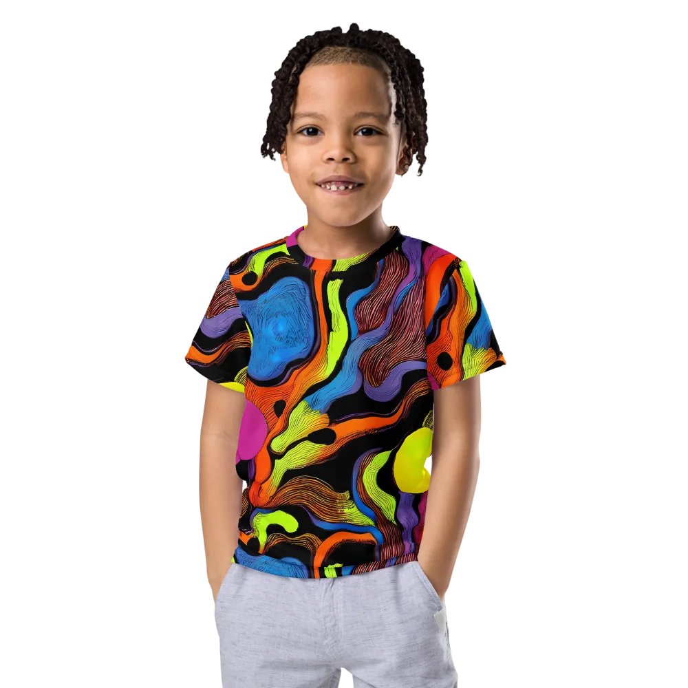 Blacklight Tangle on Kids Crew Neck T-Shirt — Front