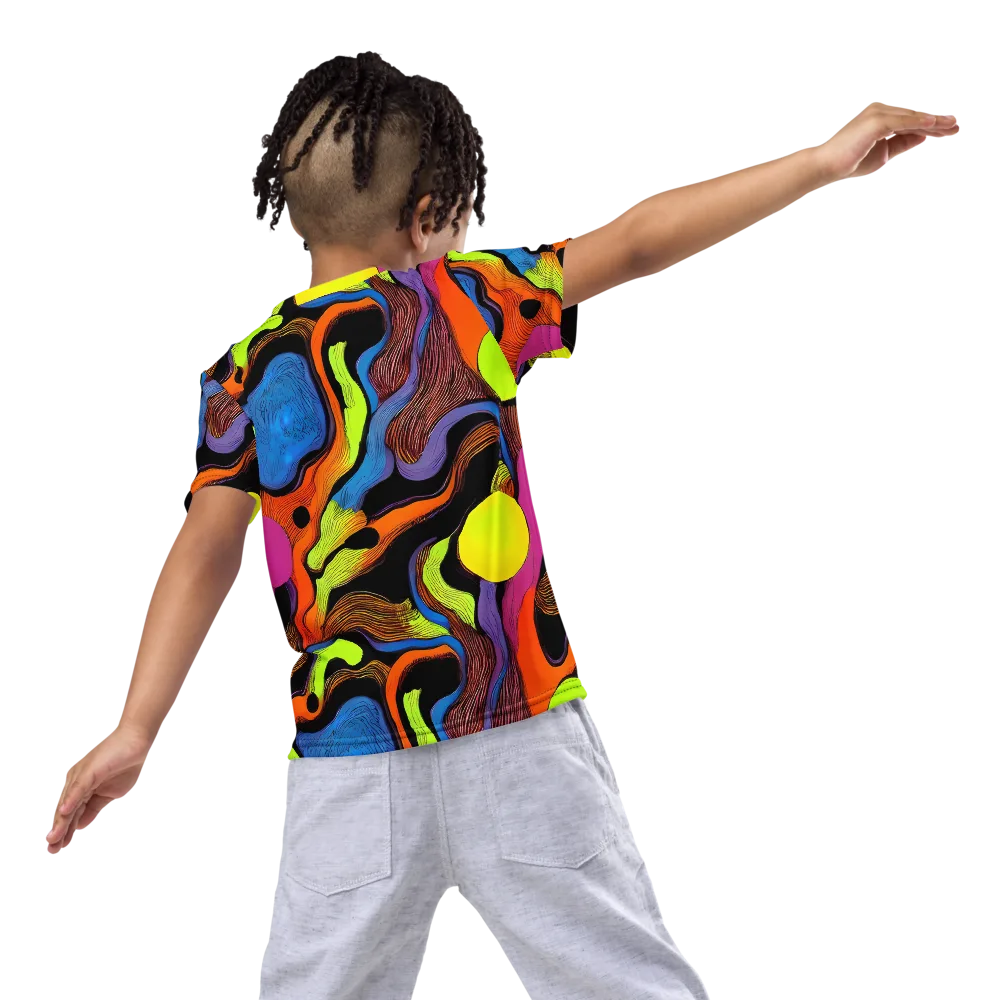 Blacklight Tangle on Kids Crew Neck T-Shirt — Back