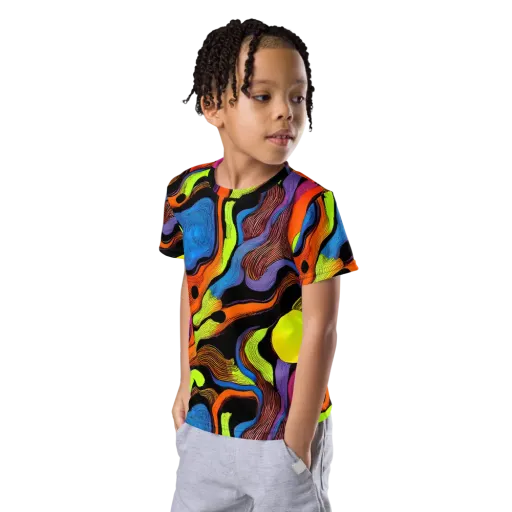 Blacklight Tangle on a Kids Crew Neck T-Shirt