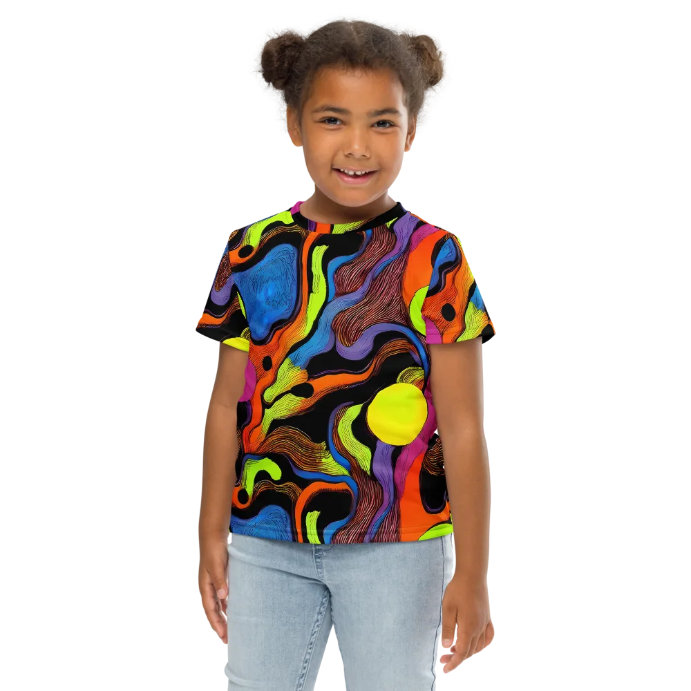Blacklight Tangle on Kids Crew Neck T-Shirt — Front