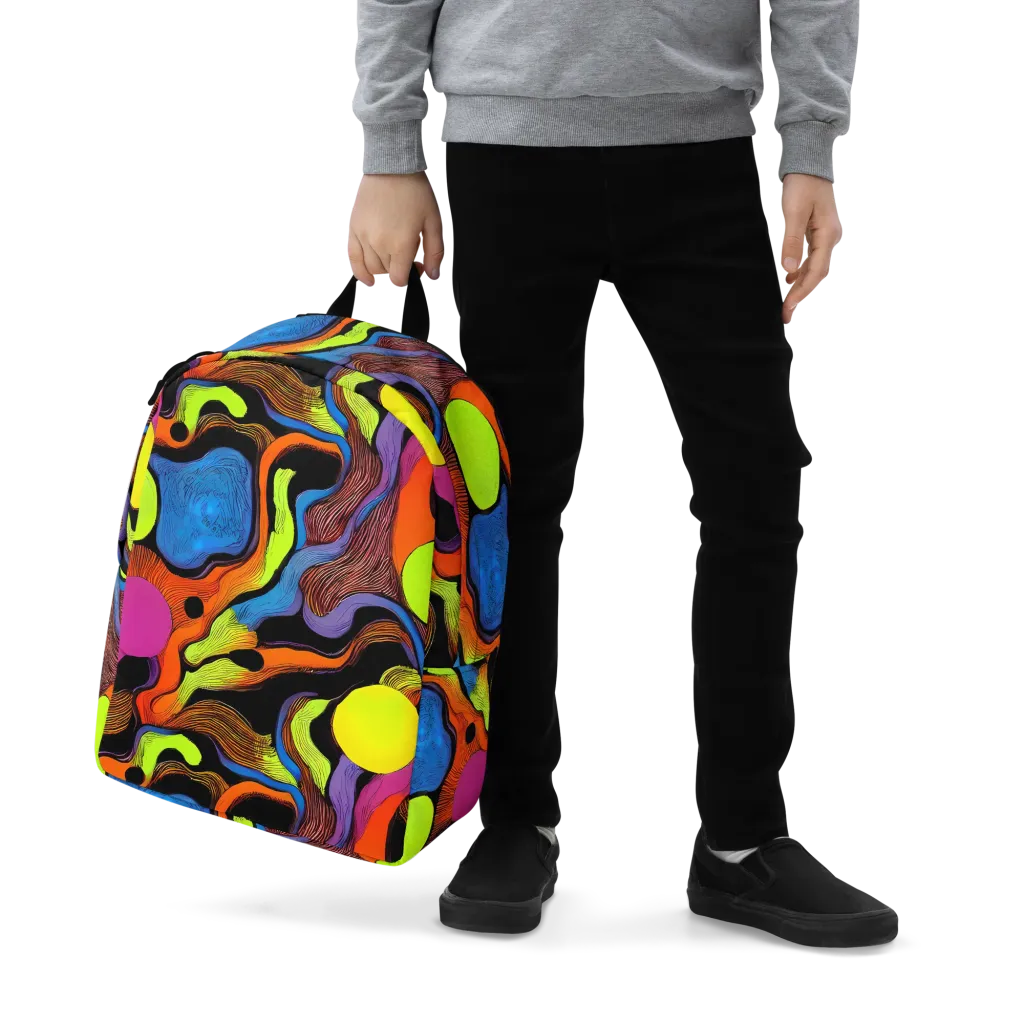Blacklight Tangle on Minimalist Backpack — Zoomed-in