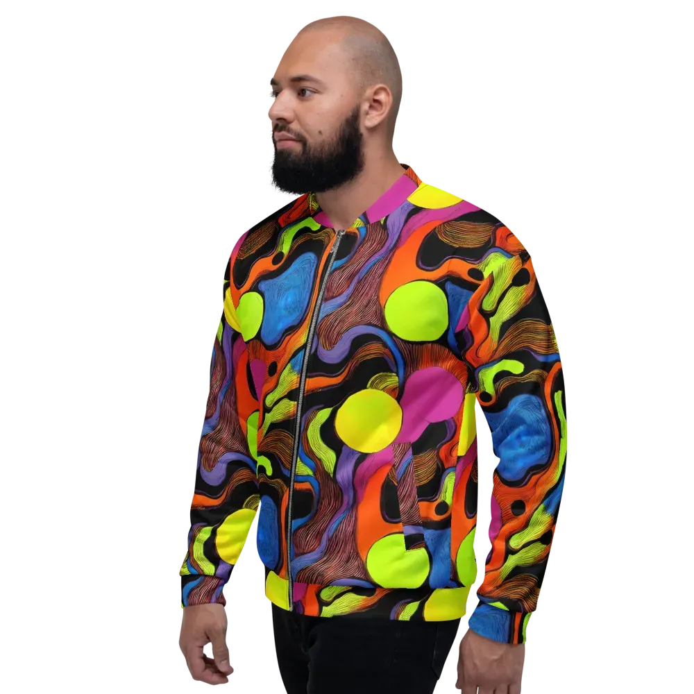 Blacklight Tangle on Bomber Jacket — Left