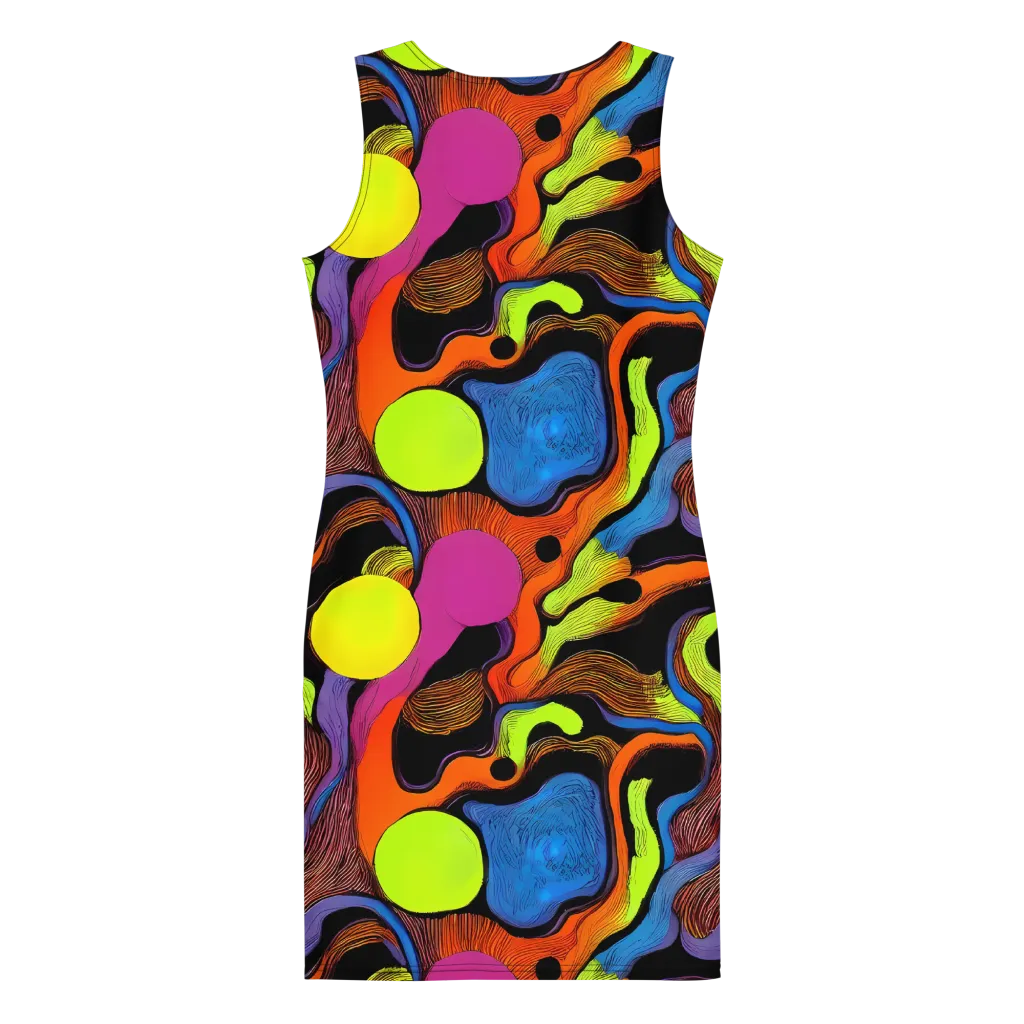Blacklight Tangle on Bodycon Dress — Back