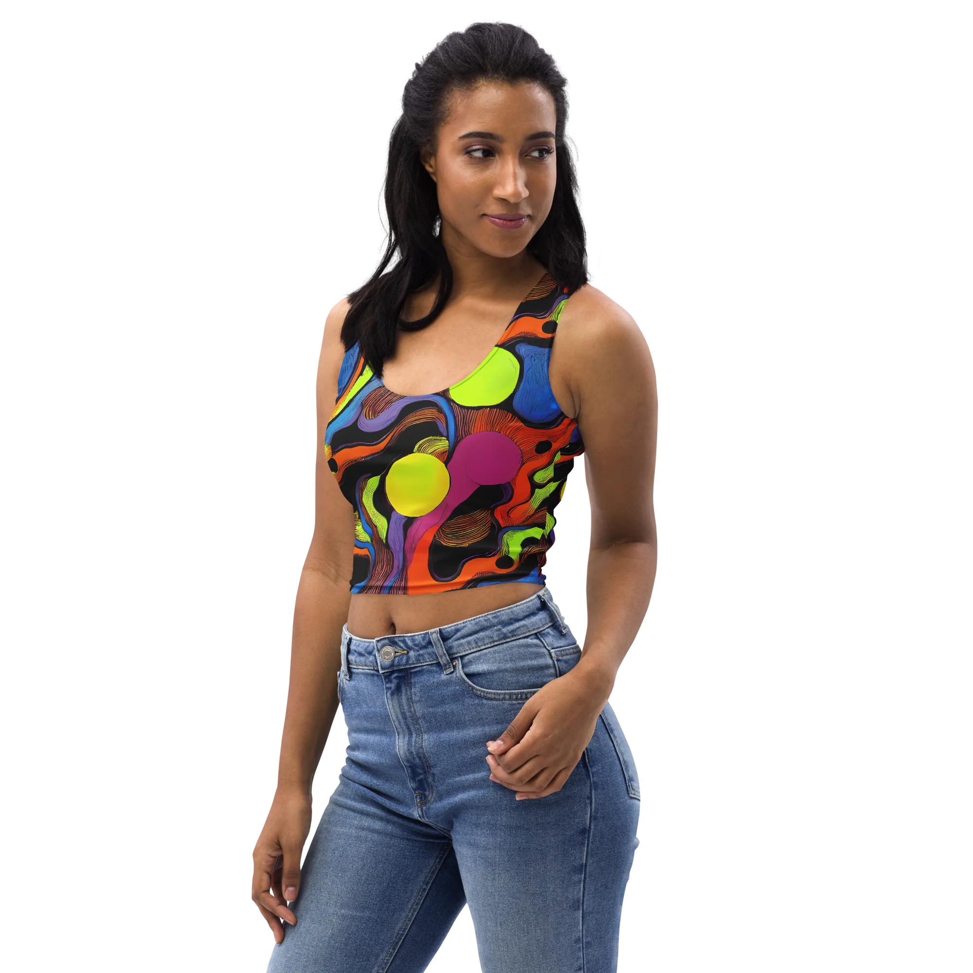 Blacklight Tangle on Crop Top — Left Front