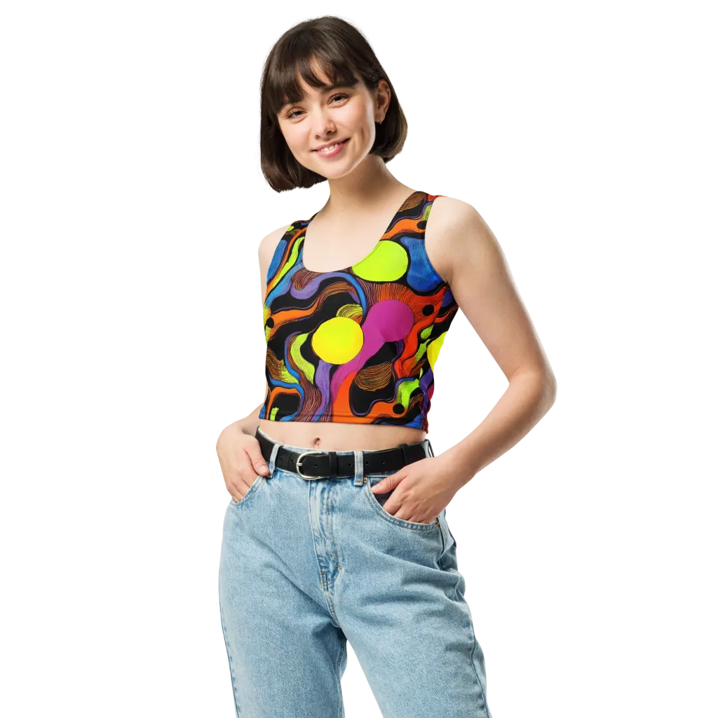 Blacklight Tangle on Crop Top — Front
