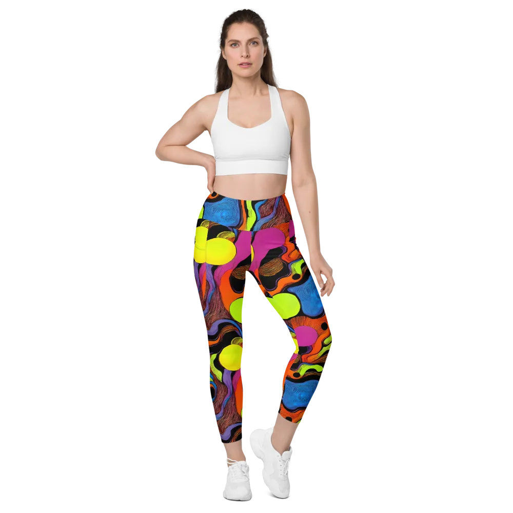 Blacklight Tangle on Leggings with Pockets — Front