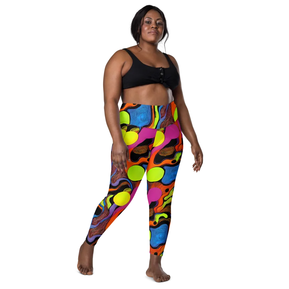 Blacklight Tangle on Leggings with Pockets — Front