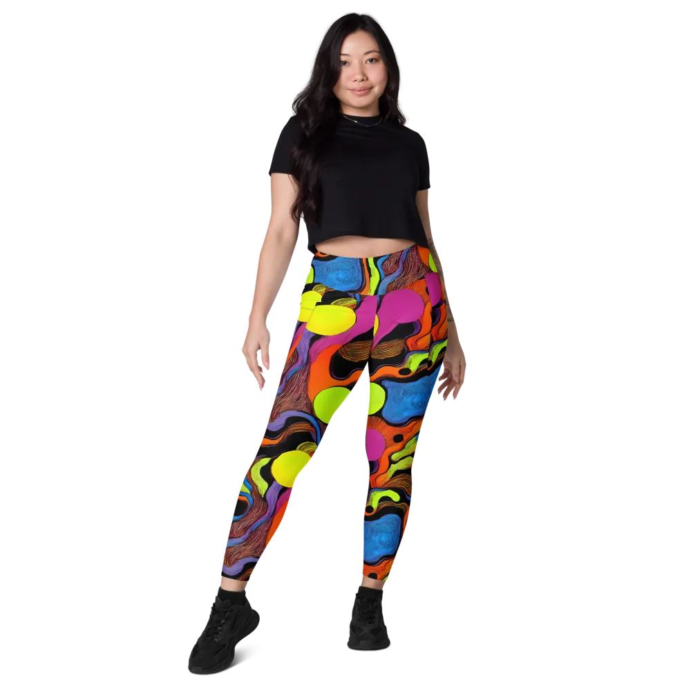 Blacklight Tangle on Leggings with Pockets — Front