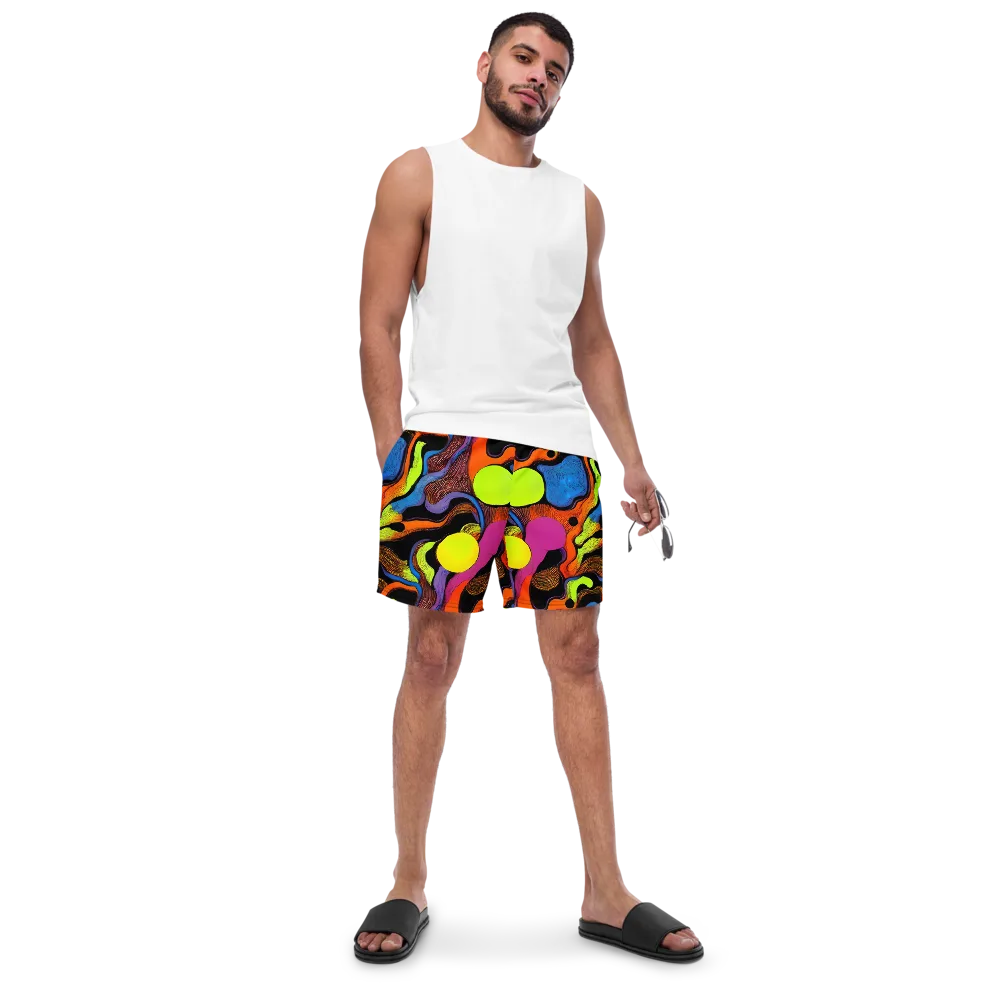 Blacklight Tangle on Swim Trunks — Front