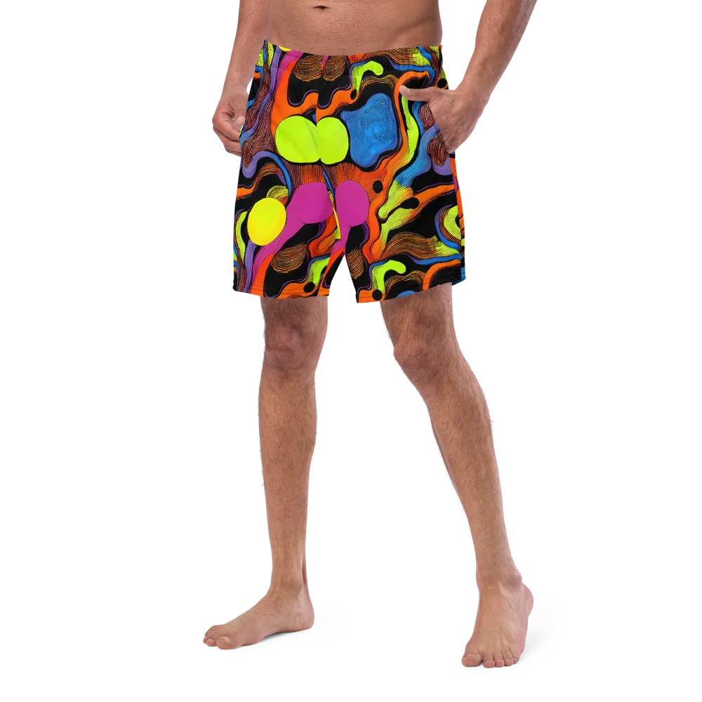 Blacklight Tangle on Swim Trunks — Left Front