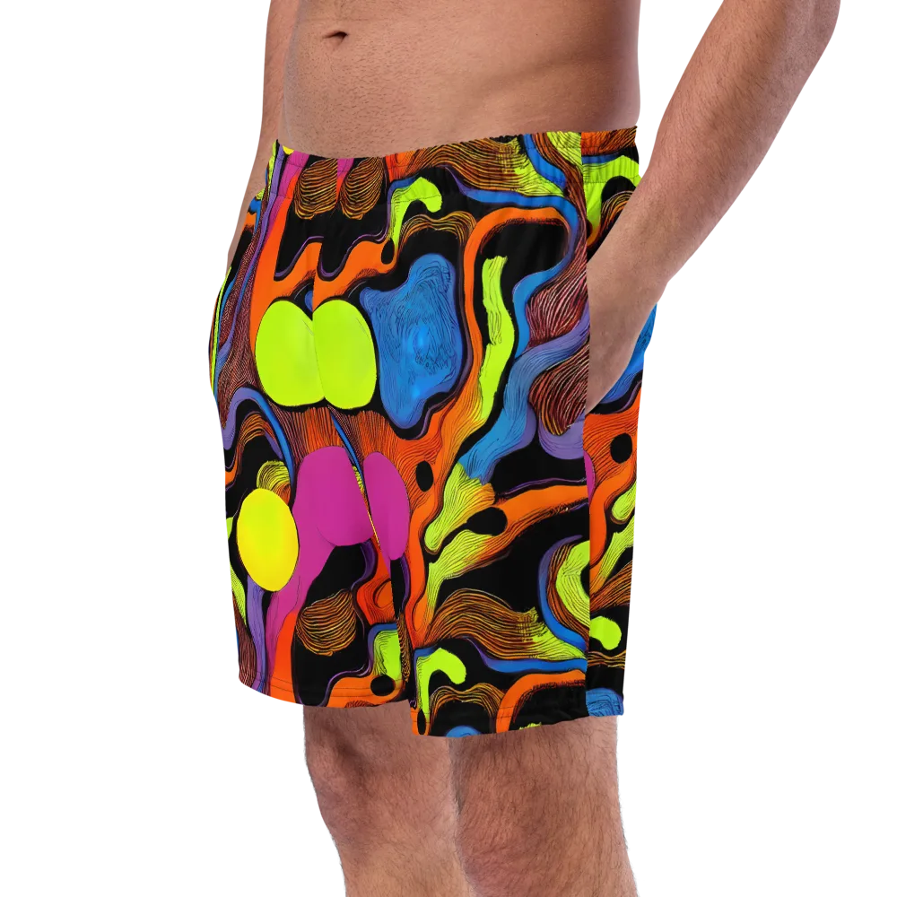 Blacklight Tangle on Swim Trunks — Left Front