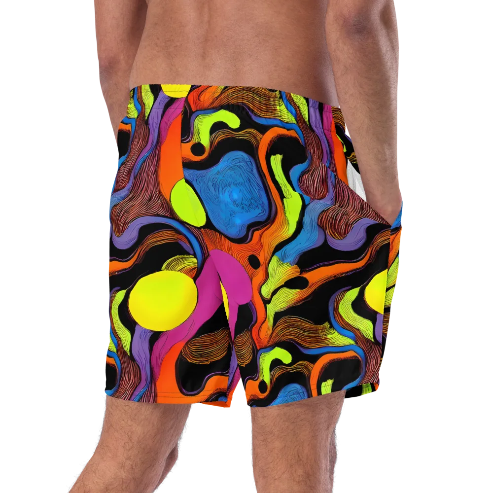 Blacklight Tangle on Swim Trunks — Right Back