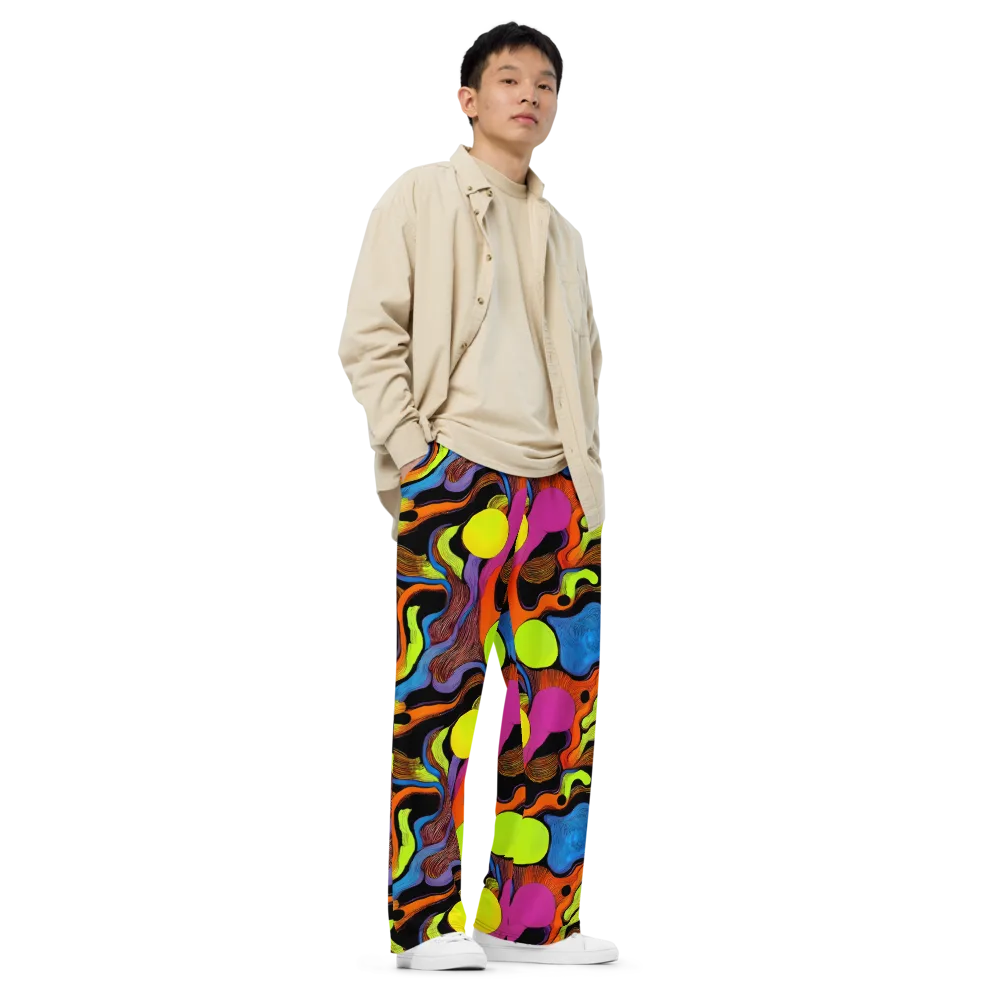 Blacklight Tangle on Wide-Leg Pants — Right Front