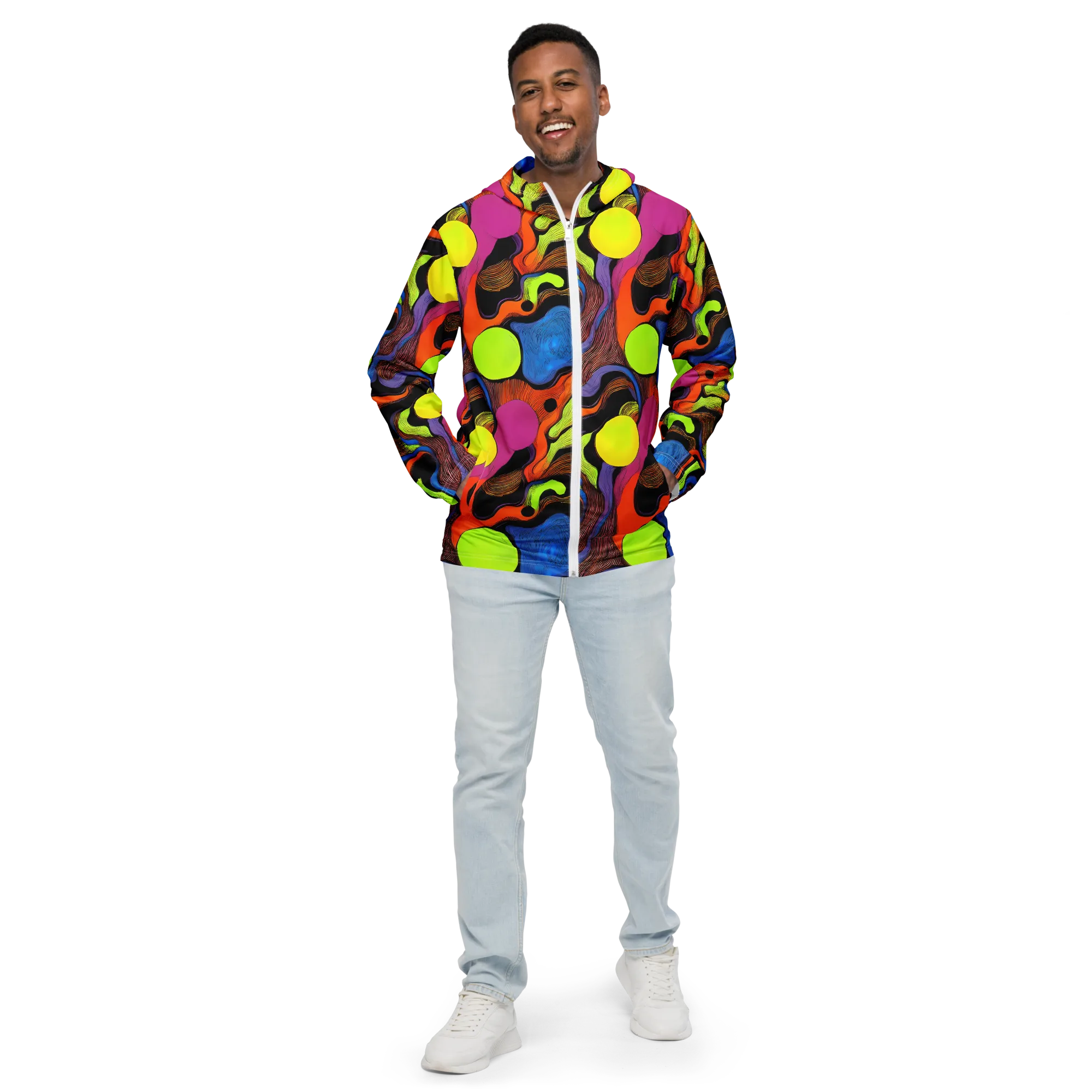 Blacklight Tangle on Men's Windbreaker — Front