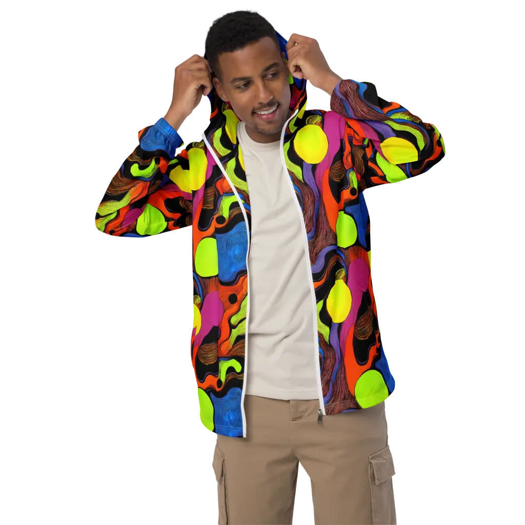 Blacklight Tangle on Men's Windbreaker — Front