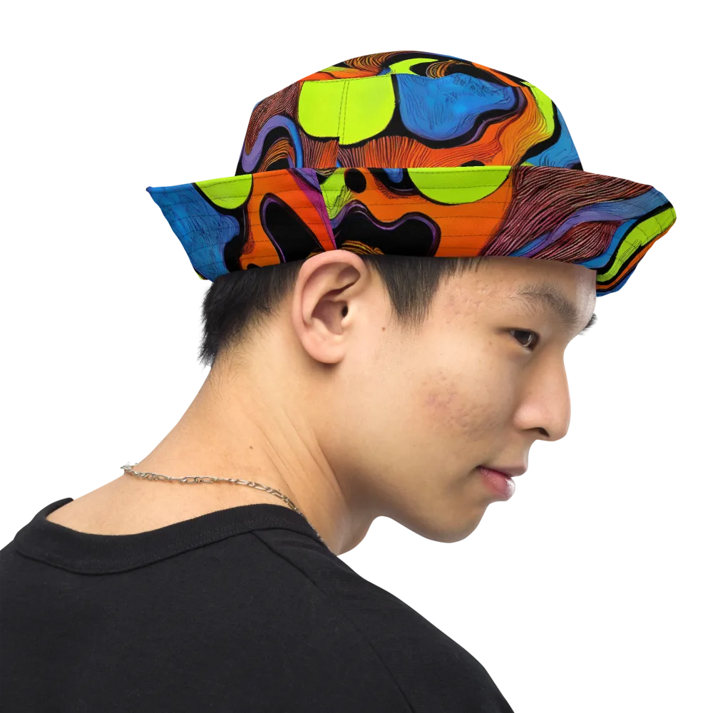 Blacklight Tangle on Reversible Bucket Hat — Right Outside