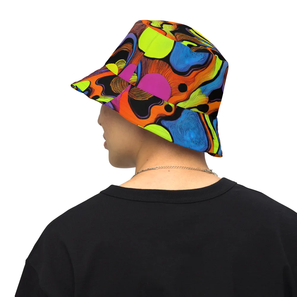 Blacklight Tangle on Reversible Bucket Hat — Back Inside