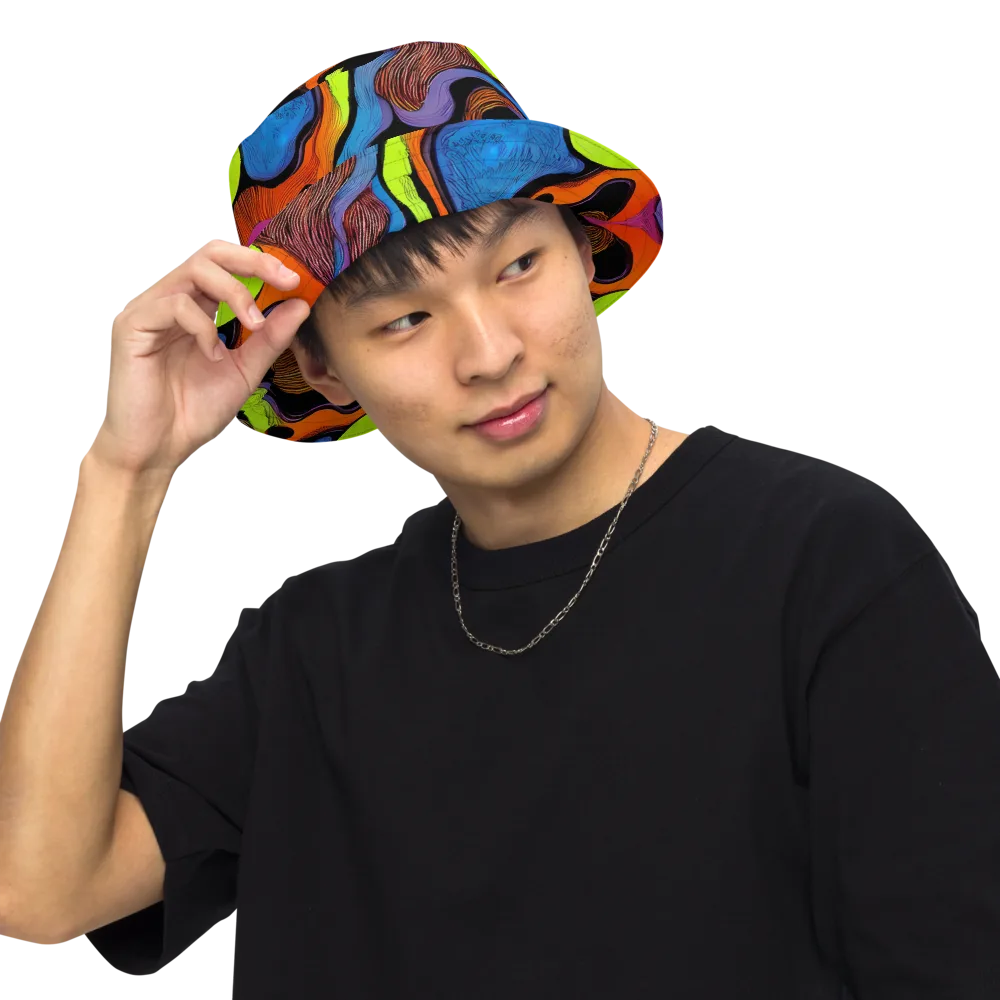 Blacklight Tangle on Reversible Bucket Hat — Front Inside