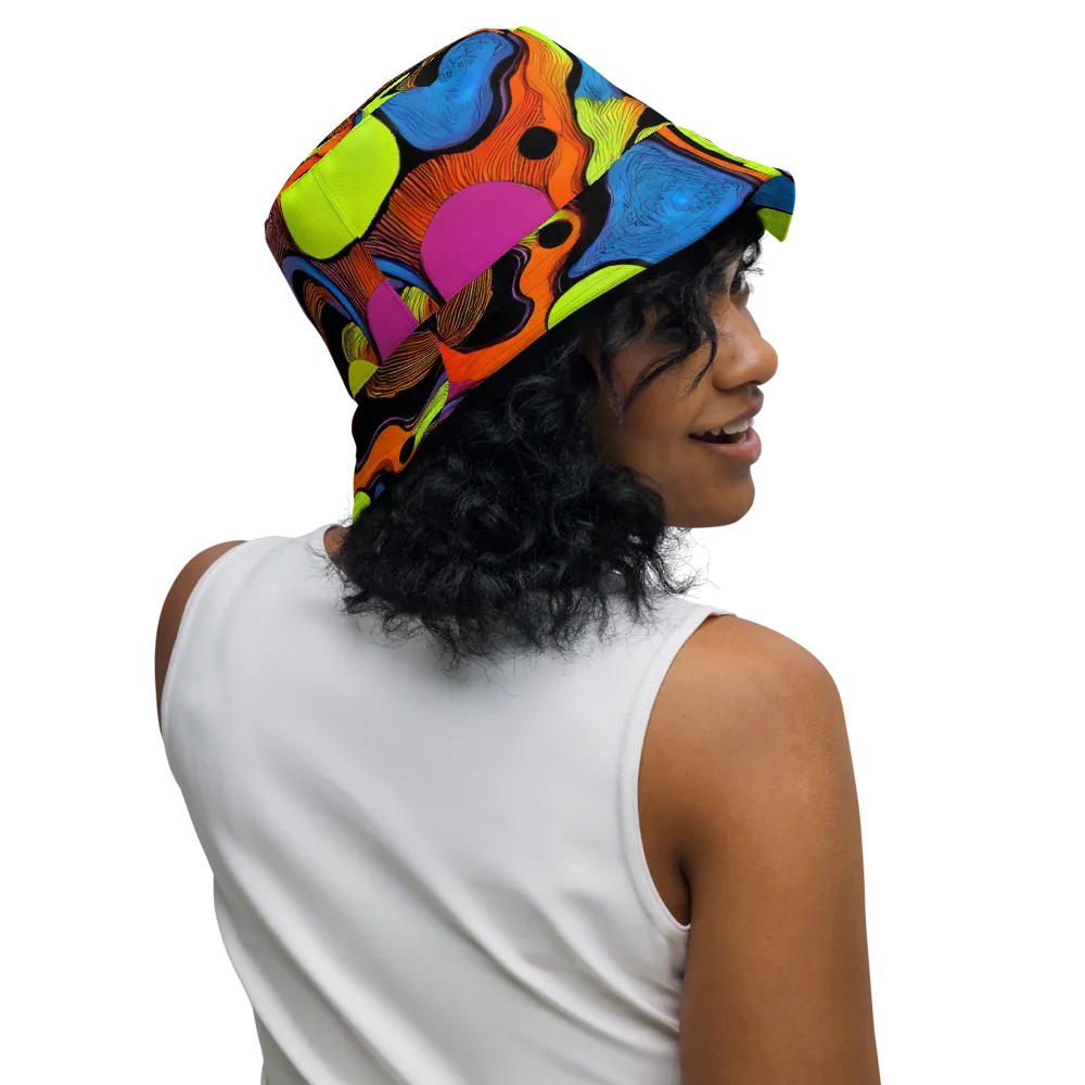 Blacklight Tangle on Reversible Bucket Hat — Right Outside