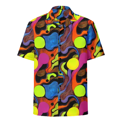 Blacklight Tangle on a Button Shirt
