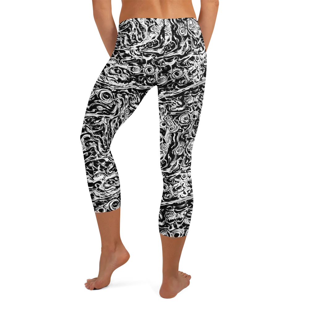 Turbulent Ink on Capri Leggings — Back