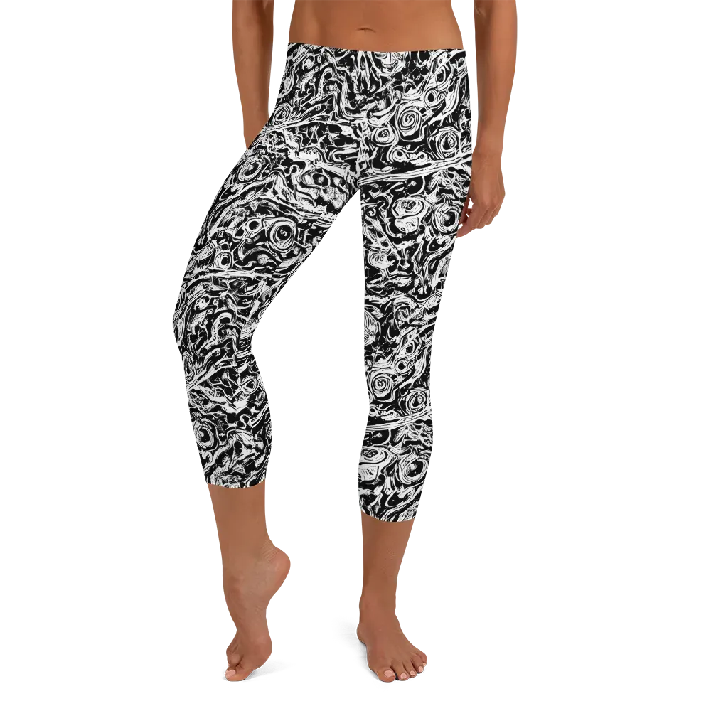 Turbulent Ink on Capri Leggings — Front