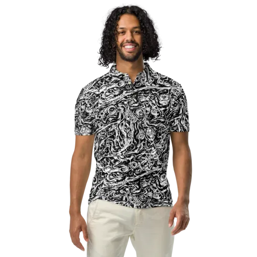 Turbulent Ink on a Men's Slim Fit Polo Shirt