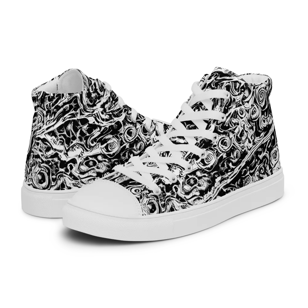 Turbulent Ink on Men's High Top Canvas Shoes — Left