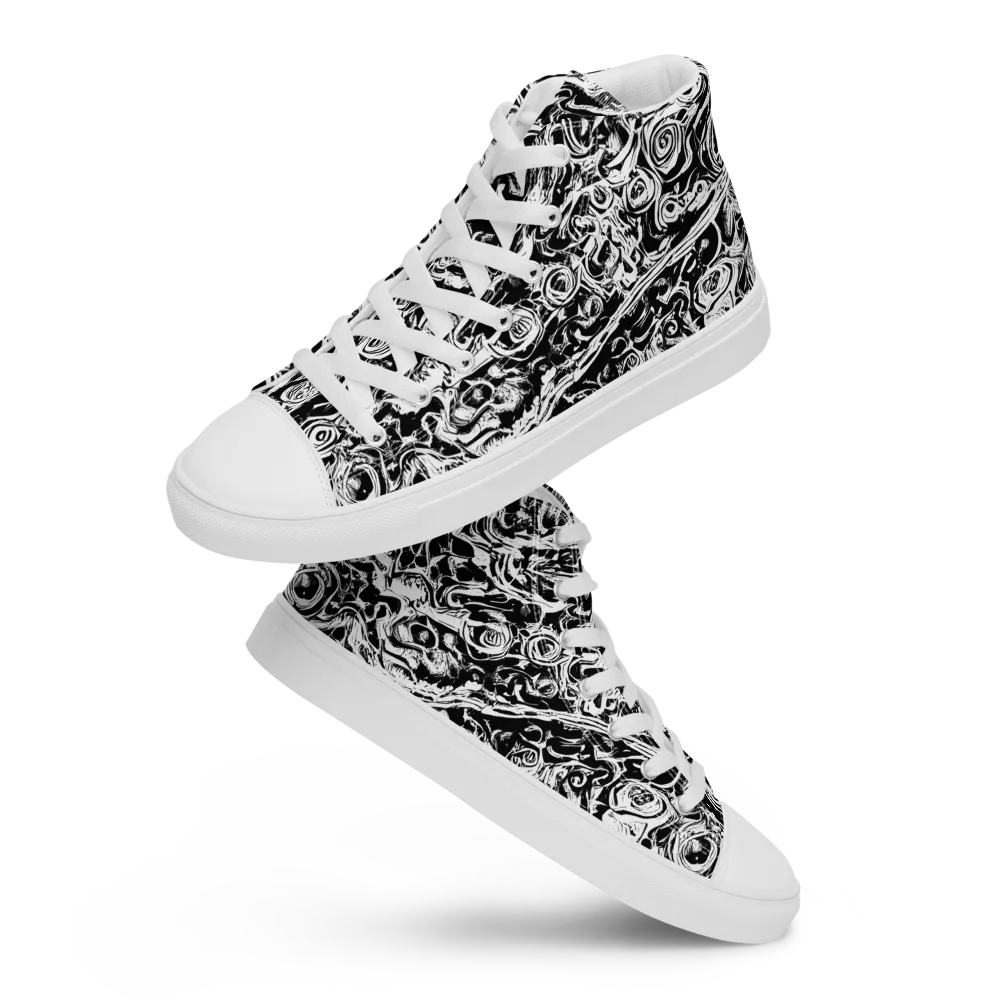 Turbulent Ink on Men's High Top Canvas Shoes — Front